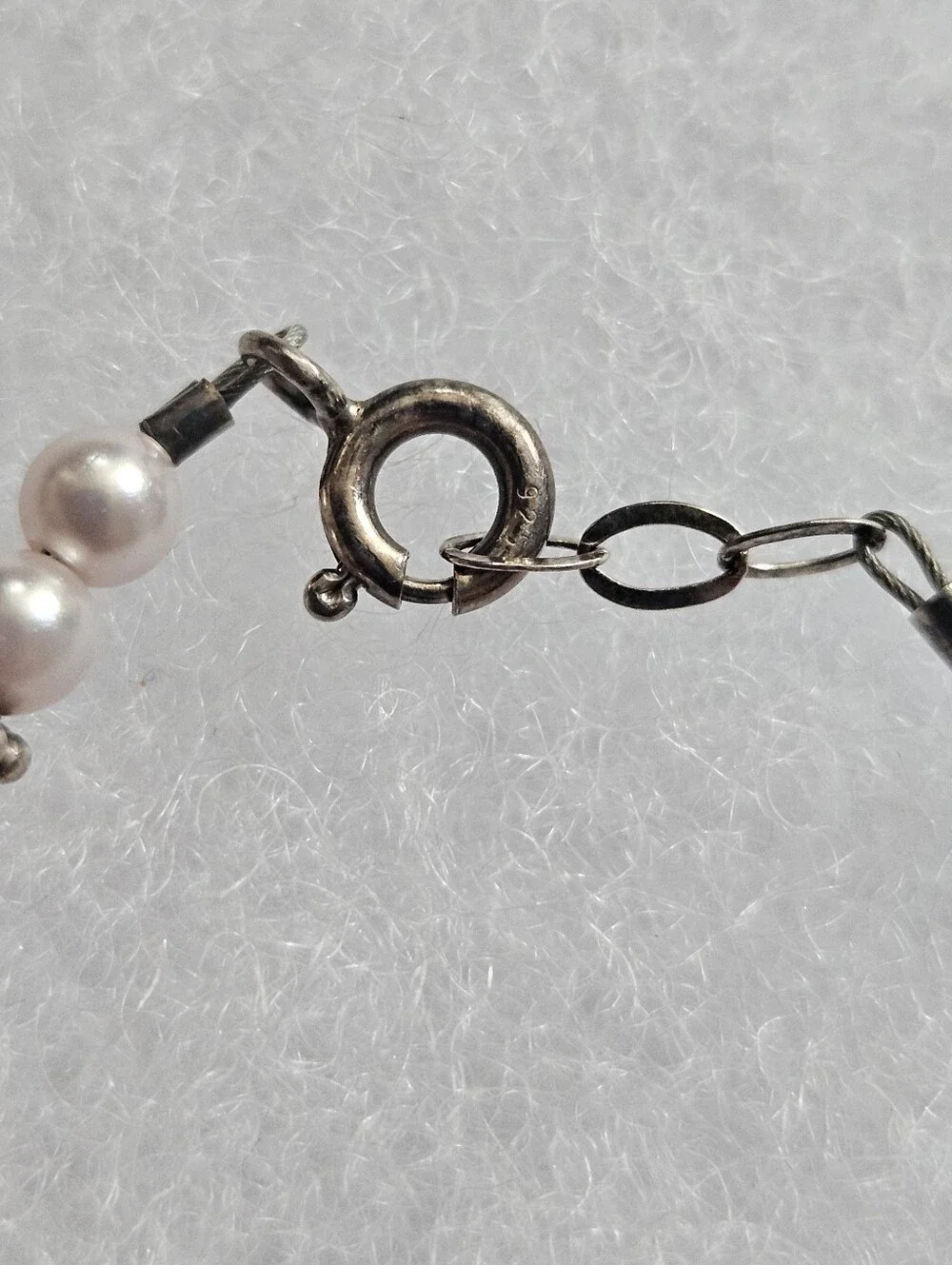Delicate Pink Flower Charm Beaded Sterling Silver Bracelet Lenght 5